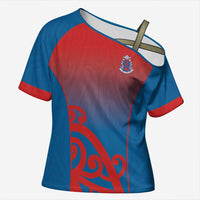 Custom St Joseph's Maori Girls' College Cross Shoulder Shirt Maori Koru Pattern LT05 Female Blue - Polynesian Pride