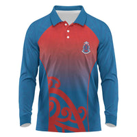 Custom St Joseph's Maori Girls' College Long Sleeve Polo Shirt Maori Koru Pattern LT05 Blue - Polynesian Pride