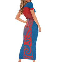 Custom St Joseph's Maori Girls' College Short Sleeve Bodycon Dress Maori Koru Pattern LT05 - Polynesian Pride