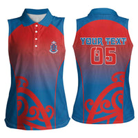 Custom St Joseph's Maori Girls' College Women Sleeveless Polo Shirt Maori Koru Pattern