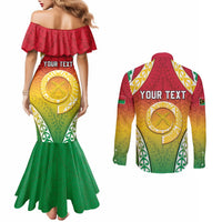 Personalised Vanuatu Couples Matching Mermaid Dress and Long Sleeve Button Shirt Proud To Be A Ni-Van With Tribal Pattern LT05 - Polynesian Pride
