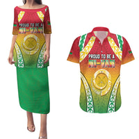 Personalised Vanuatu Couples Matching Puletasi and Hawaiian Shirt Proud To Be A Ni-Van With Tribal Pattern LT05 Reggae - Polynesian Pride