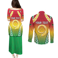 Personalised Vanuatu Couples Matching Puletasi and Long Sleeve Button Shirt Proud To Be A Ni-Van With Tribal Pattern LT05 - Polynesian Pride