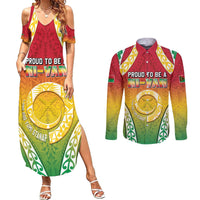 Personalised Vanuatu Couples Matching Summer Maxi Dress and Long Sleeve Button Shirt Proud To Be A Ni-Van With Tribal Pattern LT05 Reggae - Polynesian Pride