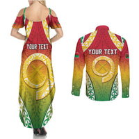 Personalised Vanuatu Couples Matching Summer Maxi Dress and Long Sleeve Button Shirt Proud To Be A Ni-Van With Tribal Pattern LT05 - Polynesian Pride