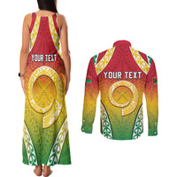 Personalised Vanuatu Couples Matching Tank Maxi Dress and Long Sleeve Button Shirt Proud To Be A Ni-Van With Tribal Pattern LT05 - Polynesian Pride
