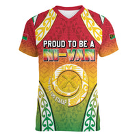 Personalised Vanuatu Women V-Neck T-Shirt Proud To Be A Ni-Van With Tribal Pattern