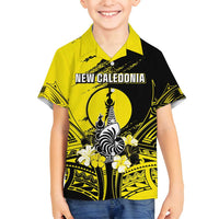 Personalised New Caledonia Day Family Matching Off Shoulder Maxi Dress and Hawaiian Shirt Kanaky Flag Coat Of Arms Polynesian Pattern