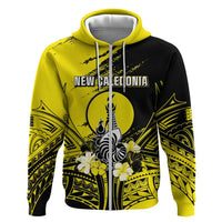 Personalised New Caledonia Day Zip Hoodie Kanaky Flag Coat Of Arms Polynesian Pattern LT05 Zip Hoodie Yellow - Polynesian Pride