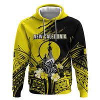 Personalised New Caledonia Day Zip Hoodie Kanaky Flag Coat Of Arms Polynesian Pattern LT05 Pullover Hoodie Yellow - Polynesian Pride