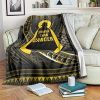 Polynesia Childhood Cancer Awareness Blanket You Are Stronger Than Cancer LT05 Black - Polynesian Pride