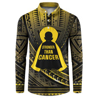 Personalised Polynesia Childhood Cancer Awareness Button Sweatshirt You Are Stronger Than Cancer LT05 Black - Polynesian Pride