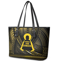 Polynesia Childhood Cancer Awareness Leather Tote Bag You Are Stronger Than Cancer LT05 - Polynesian Pride