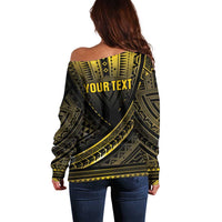 Personalised Polynesia Childhood Cancer Awareness Off Shoulder Sweater You Are Stronger Than Cancer LT05 - Polynesian Pride