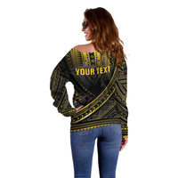 Personalised Polynesia Childhood Cancer Awareness Off Shoulder Sweater You Are Stronger Than Cancer LT05 - Polynesian Pride