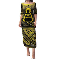Personalised Polynesia Childhood Cancer Awareness Puletasi You Are Stronger Than Cancer LT05 Long Dress Black - Polynesian Pride