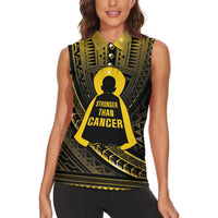 Personalised Polynesia Childhood Cancer Awareness Women Sleeveless Polo Shirt You Are Stronger Than Cancer