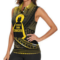 Personalised Polynesia Childhood Cancer Awareness Women Sleeveless Polo Shirt You Are Stronger Than Cancer