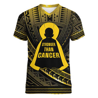 Personalised Polynesia Childhood Cancer Awareness Women V-Neck T-Shirt You Are Stronger Than Cancer