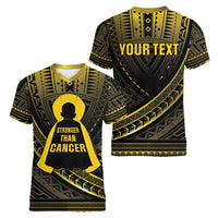 Personalised Polynesia Childhood Cancer Awareness Women V-Neck T-Shirt You Are Stronger Than Cancer