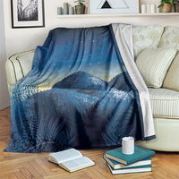 New Zealand Matariki Blanket Maori Waka With Silver Fern LT05 Navy - Polynesian Pride