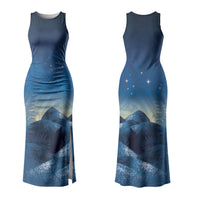 New Zealand Matariki Couples Matching Tank Maxi Dress and Hawaiian Shirt Maori Waka With Silver Fern LT05 - Polynesian Pride