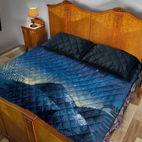 New Zealand Matariki Quilt Bed Set Maori Waka With Silver Fern LT05 - Polynesian Pride