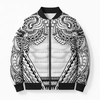 Polynesian Tattoo Inspired Cosplay Costume Bomber Puffer Jacket Tribal Warrior White LT05 Unisex White - Polynesian Pride