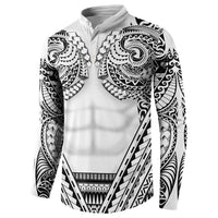 Polynesian Tattoo Inspired Cosplay Costume Button Sweatshirt Tribal Warrior White LT05 - Polynesian Pride