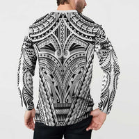Polynesian Tattoo Inspired Cosplay Costume Button Sweatshirt Tribal Warrior White LT05 - Polynesian Pride