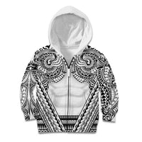 Polynesian Tattoo Inspired Cosplay Costume Kid Hoodie Tribal Warrior White LT05 Zip Hoodie White - Polynesian Pride