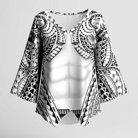 Polynesian Tattoo Inspired Cosplay Costume Kimono Sleeve Blouse Tribal Warrior White LT05 Female White - Polynesian Pride