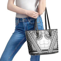 Polynesian Tattoo Inspired Cosplay Costume Leather Tote Bag Tribal Warrior White - Polynesian Pride