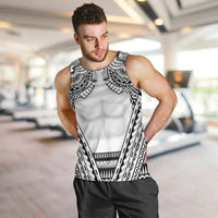 Polynesian Tattoo Inspired Cosplay Costume Men Tank Top Tribal Warrior White LT05 White - Polynesian Pride
