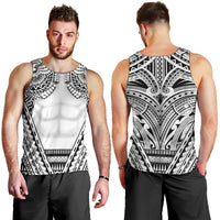 Polynesian Tattoo Inspired Cosplay Costume Men Tank Top Tribal Warrior White LT05 - Polynesian Pride