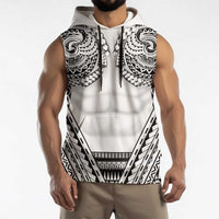Polynesian Tattoo Inspired Cosplay Costume Sleeveless Hoodie Tribal Warrior White LT05 - Polynesian Pride