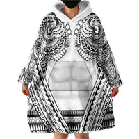 Polynesian Tattoo Inspired Cosplay Costume Wearable Blanket Hoodie Tribal Warrior White LT05 - Polynesian Pride