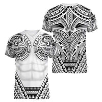 Polynesian Tattoo Inspired Cosplay Costume Women V-Neck T-Shirt Tribal Warrior White - Polynesian Pride