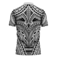 Polynesian Tattoo Inspired Cosplay Costume Zipper Polo Shirt Tribal Warrior White LT05 - Polynesian Pride