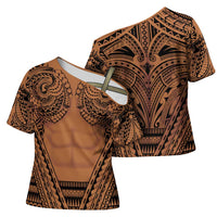 Polynesian Tattoo Inspired Cosplay Costume Cross Shoulder Shirt Tribal Warrior LT05 - Polynesian Pride