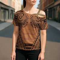 Polynesian Tattoo Inspired Cosplay Costume Cross Shoulder Shirt Tribal Warrior LT05 - Polynesian Pride
