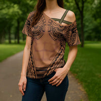 Polynesian Tattoo Inspired Cosplay Costume Cross Shoulder Shirt Tribal Warrior LT05 - Polynesian Pride