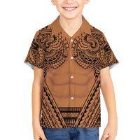 Polynesian Tattoo Inspired Cosplay Costume Kid Hawaiian Shirt Tribal Warrior - Polynesian Pride