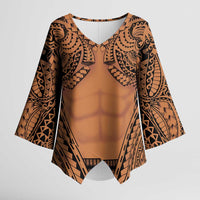 Polynesian Tattoo Inspired Cosplay Costume Kimono Sleeve Blouse Tribal Warrior LT05 Female Brown - Polynesian Pride