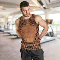 Polynesian Tattoo Inspired Cosplay Costume Men Tank Top Tribal Warrior LT05 Brown - Polynesian Pride