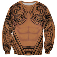 Polynesian Tattoo Inspired Cosplay Costume Sweatshirt Tribal Warrior LT05 Unisex Brown - Polynesian Pride
