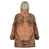 Polynesian Tattoo Inspired Cosplay Costume Wearable Blanket Hoodie Tribal Warrior LT05 One Size Brown - Polynesian Pride