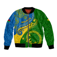 Personalized Malampa Day Bomber Jacket Sand Drawing Vanuatuan Pattern LT05 Unisex Green - Polynesian Pride