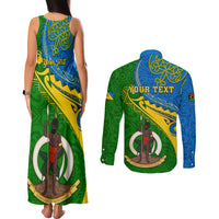 Personalized Malampa Day Couples Matching Tank Maxi Dress and Long Sleeve Button Shirts Sand Drawing Vanuatuan Pattern LT05 - Polynesian Pride