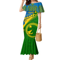 Personalized Malampa Day Mermaid Dress Sand Drawing Vanuatuan Pattern LT05 Women Green - Polynesian Pride